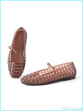 Women Clear Jelly Mary Jane Flat Sandals Waterproof Slip On Pool Beach Shoes